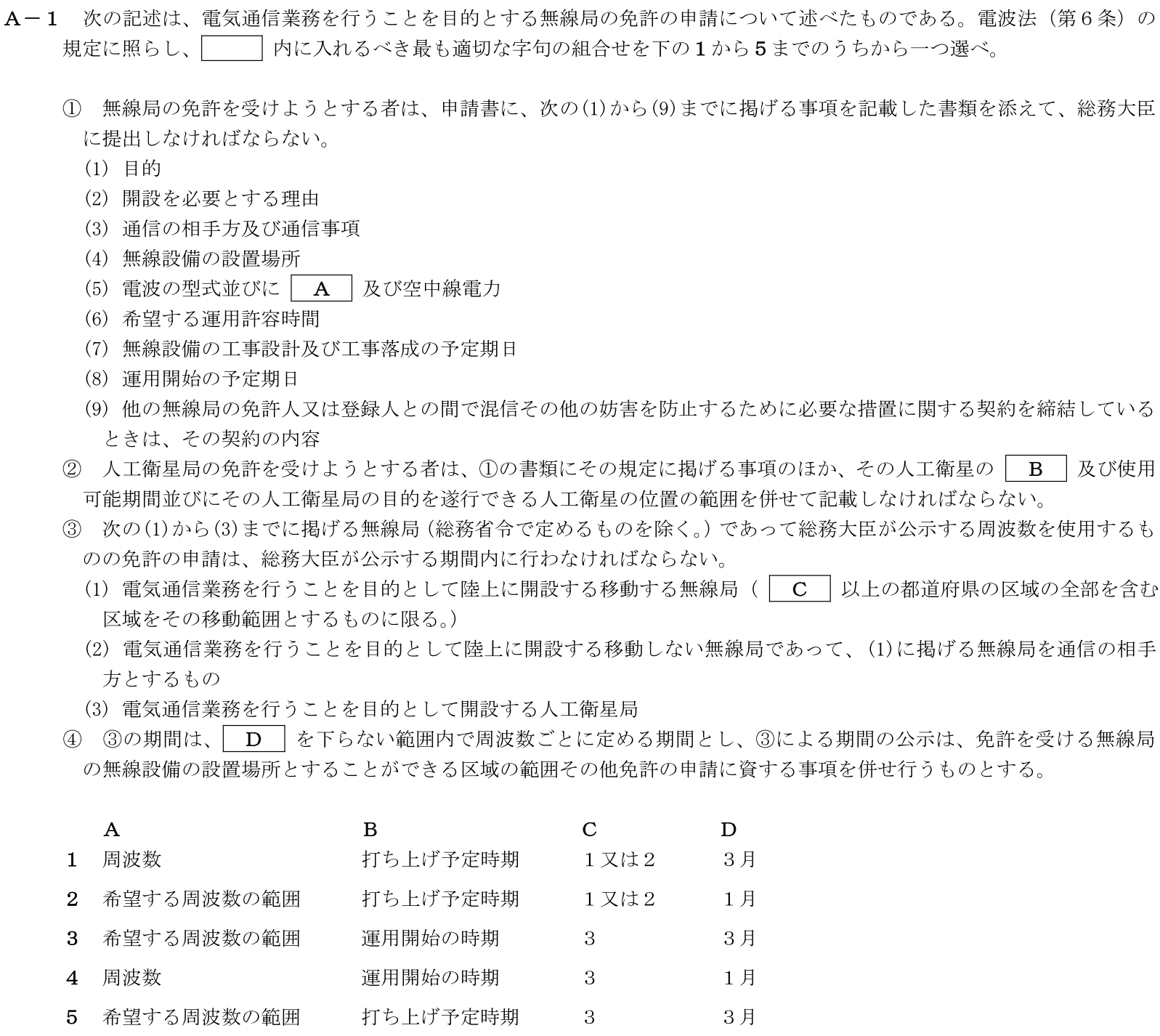 一陸技法規令和6年01月期A01